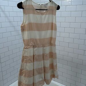 Tan and white striped skater dress